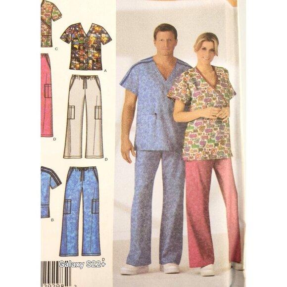 Simplicity 4378 Scrubs Sewing Pattern For Men & Women Size M-XL Easy To Sew Tops - Picture 3 of 9